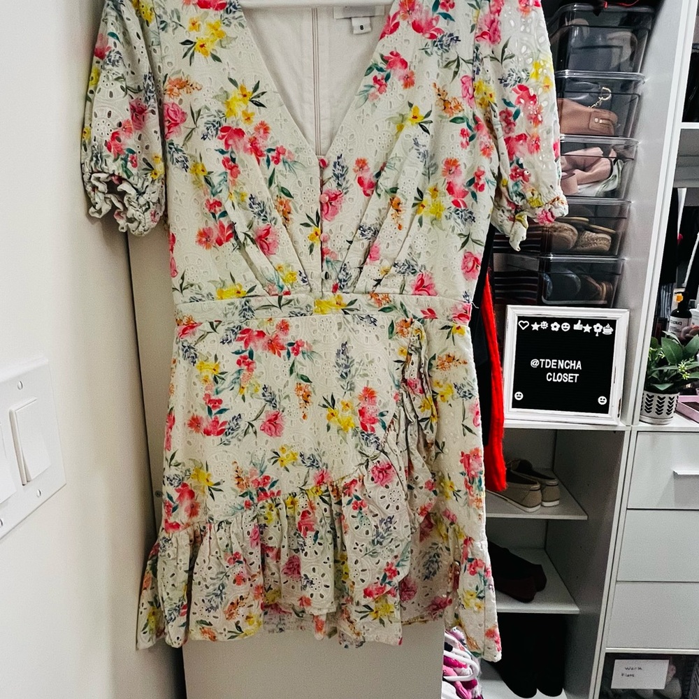 Yumi Kim Floral Eyelet Dress in White and Multicolor